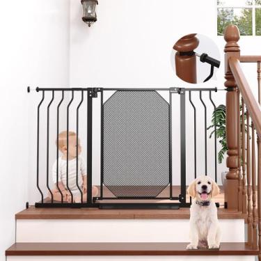 Imagem de As escadas de metal Baby Gate servem para 75 a 122 cm e fecham automat