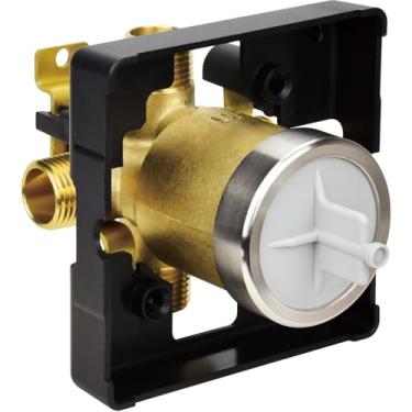 Imagem de Corpo de válvula de chuveiro R10000-UNBX para kits universais de acabamento de banheira e chuveiro Delta MultiChoice, serve nas séries 13, 14, 17 e 17T com acabamento de função única ou dupla, válvula