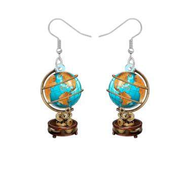Imagem de Brincos de acrílico colorido globo do mundo presentes de agradecimento para professores para mulheres suporte de livros vintage tema geografia viagem joias estudantis para volta às aulas, Medium