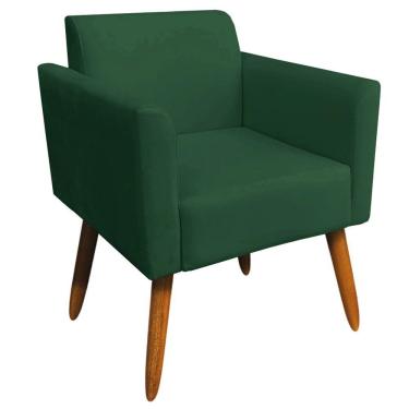 Imagem de Poltrona Decorativa Isabella Pés Palito Madeira Suede Verde