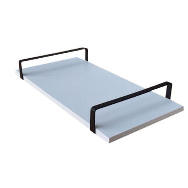 Imagem de Bandeja Decorativa Branca Com Borda Infinita Alça Preta