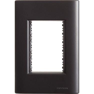 Imagem de Placa 3 Postos 4x2 Tramontina Giz Preta Soft Touch Suporte Tramontina
