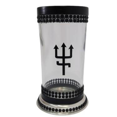 Imagem de Porta Vela 7 Dias 18cm Vidro Exu Preto + Presente