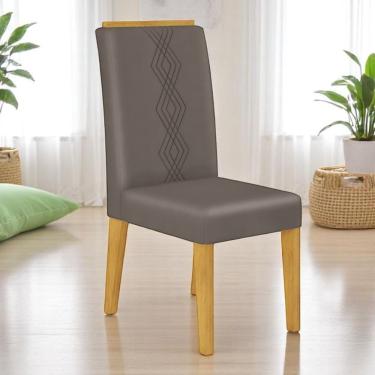 Imagem de Kit 02 Cadeiras De Jantar Estofada Yasmin Cedro Veludo Lunar- Mabe Magazine