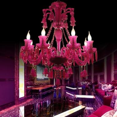 Imagem de Lustre contemporâneo de cristal roxo, estilo europeu, luxuoso, para sala de estar, restaurante, quarto, hotel, villa, loja de roupas, salão de beleza, café, bar, karaokê (8 lâmpadas).