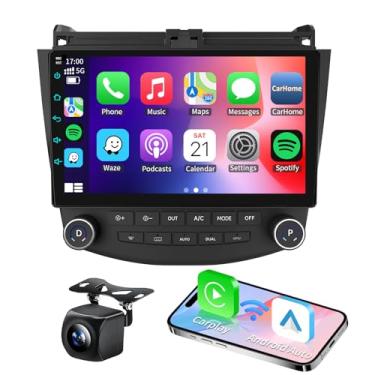 Imagem de Rádio estéreo 4G + 64G para Honda Accord 7th 2003 2004 2005 2006 2007 com unidade de cabeça de áudio sem fio Apple Carplay Android Auto 10,1 polegadas com WiFi GPS Navigation DSP EQ Bluetooth FM