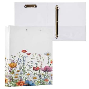 Imagem de ATTX Linda pasta de 3 anéis de flores da primavera para papel tamanho carta, 21,6 cm x 28 cm com prancheta para material de escritório #156
