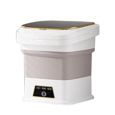 Imagem de HGTRH Máquina de lavar dobrável, mini máquina de lavar portátil com 3 modos de função de desidratação de 13 L, tubo de drenagem para roupas íntimas e roupas pequenas