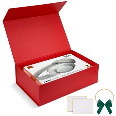 Imagem de Linkidea Caixa de presente luxuosa de montagem rápida com fecho magnético, caixa de embalagem grande com fita, cartão de papel desfiado, compatível com fones de ouvido JBL, Beats, Bose Over-Ear