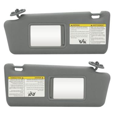 Imagem de Par de viseira de sol cinza esquerda e direita adequada para Toyota Tacoma 2005-2012, substituição de viseira de sol para 7431004111B1, com espelho de maquiagem e sem luz