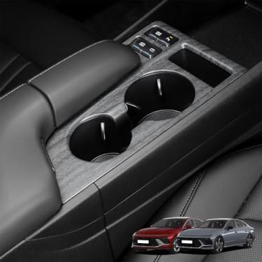 Imagem de Amzcar Acabamento da tampa do painel de câmbio de marchas, console de botão de mudança de marchas do carro, acabamentos de painel, capa de moldura de suporte de copo, compatível com acessórios Hyundai