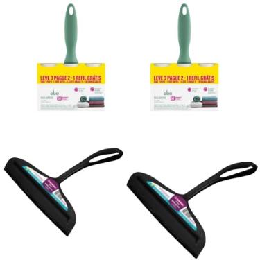 Imagem de Kit 2 Rodo de pia Preto e 2 Rolo Adesivo Tira Pelos com 2 Refis