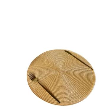 Imagem de Jogo Americano Redondo Kit com 6 Peças 38cm em PVC – Sousplat para Mesa Posta, Jantar e Decoração(Palha)