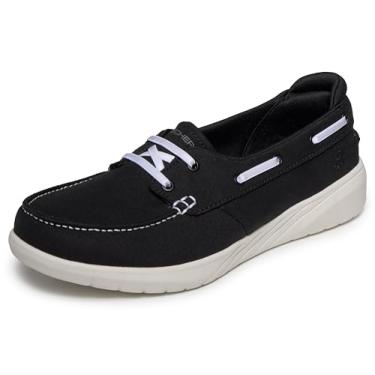 Imagem de Skechers Sapato náutico clássico feminino, Preto/branco, 34