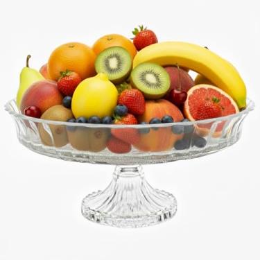 Imagem de Fruteira Grande Centro De Mesa Vidro Decorativo Luxo Com Pé Incolor