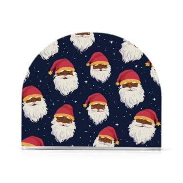 Imagem de Qilmy Porta-guardanapos de acrílico preto de Papai Noel, suporte de lenços de mesa independente transparente, dispensador de papel de coquetel para cozinha, jantar, restaurante, bar, decoração, 1