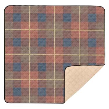 Imagem de Qilmy Tapete de brinquedo para bebês com azulejos de mosaico 127 x 127 cm, macio à prova d'água, tapete para bebês e crianças, antiderrapante, lavável, cercadinho