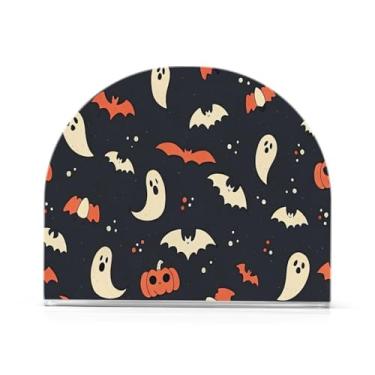 Imagem de Qilmy Lindo porta-guardanapos de acrílico Halloween Boo, suporte de guardanapo de coquetel de plástico transparente para mesas de restaurante de cozinha, 1 peça