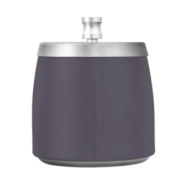 Imagem de Qilmy Cinzeiro de aço inoxidável preto com tampa - Cinzeiro de cigarro à prova de vento sem cheiro sem fumaça para casa, escritório, carro, pátio, varanda (uso interno e externo)