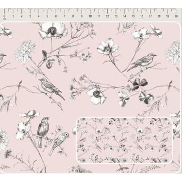 Imagem de Tecido Tricoline Digital Páscoa Silvestre Rosa com preto 50 x 150 cm