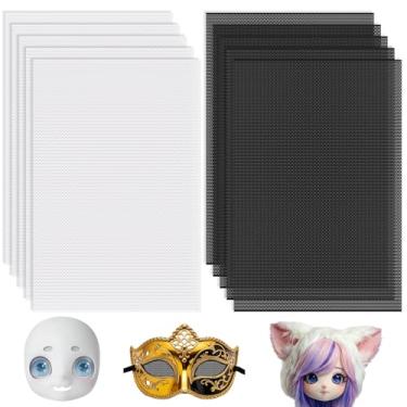 Imagem de 10 folhas 0,5 mm Fursuit Eyes Mesh, PVC Plastic Eye Mesh Sheet White Black Mesh Sheet Waterproof Printable Eye Nets for Mask Furry Cosplay Fursuits Crafts Making Home DIY, 30 cm x 20 cm