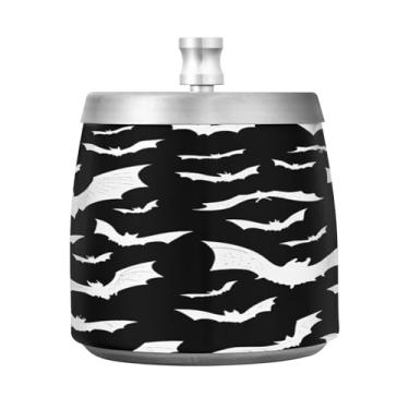 Imagem de JUZIHAI Cinzeiro de morcego com tampa, cinzeiro de aço inoxidável inodoro à prova de vento cinzeiro sem fumaça para escritório em casa, pátio, varanda, cigarro