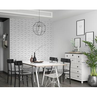 Imagem de Papel de Parede Hexagonal Moderno, Branco, Textura Geométrica, 2,80m, para Decoração de Interiores, Design Sofisticado e Elegante