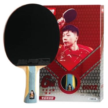Imagem de DHS Raquete esportiva de tênis de mesa 6 estrelas H6002 - Shakehand, remo aprovado pela ITTF, avançado, madeira de 5 camadas, núcleo mais espesso, Hurricane 3 e borrachas de arco de estanho