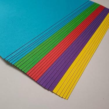 Imagem de Mini papel cartolina, tamanho A5 14,7 x 21 cm, 210 gsm, 5 cores, 50 folhas (brilhante)