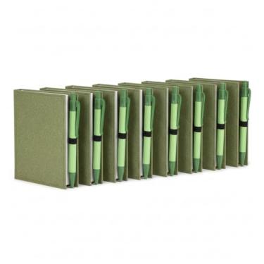 Imagem de Bloco de Anotações Ecológico com Capa Dura, 100 Folhas, Caneta Reciclada, Sticky Notes, 13,5x11,5x1,2cm, Disponível (10, Verde)