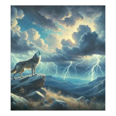 Imagem de Adesivos magnéticos para geladeira Wolf Lightning, adesivo magnético 58 cm L x 66 cm A
