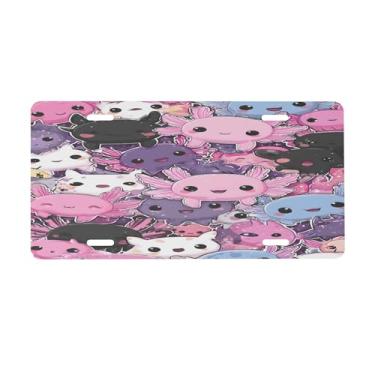 Imagem de Placa de licença fofa de desenho animado salamandra para frente do carro placas de carro alumínio metal adequado para caminhão placa de porta de carro bar café acessórios automotivos para homens