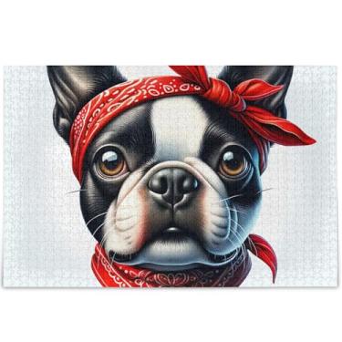 Imagem de Quebra-cabeça com estampa de cachorro fofo buldogue 500 peças para adultos decoração de arte animal divertido presente de mordaça personalizado para amantes de elefantes brancos, presentes, 52 x 37,8