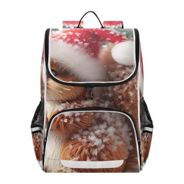 Imagem de Joisal Backpack for Boys Cute Squirrel Christmas Hat Kids Backpack Girls Lightweight Back to School Bag Custom Elementary Kids Book Bag Princess