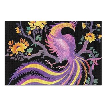 Imagem de Quebra-cabeça 1000 peças adulto divertido bobo exclusivo presentes belas artes pintura Phoenix preto vintage mítico, 75 x 40 centímetros