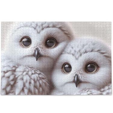 Imagem de Quebra-cabeças fofos personalizados de corujas da neve, 500 peças para adultos, arte de paisagem, exclusivo, divertido, brinquedo para adultos, presentes para amantes de quebra-cabeças, 52 x 37,8 cm
