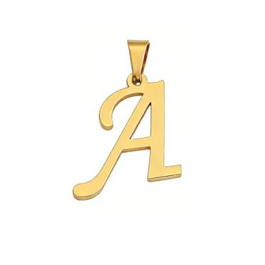 Imagem de JDYDYJT Pingente de letra inicial do alfabeto para fazer joias, colar, artesanato dourado (A)
