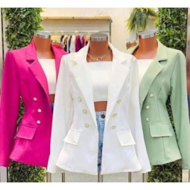 Imagem de Blazer Feminino Alfaiataria Casaco Social Com Botão Lindo - M & K Shop
