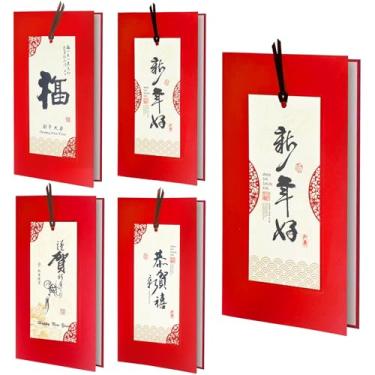 Imagem de 4 cartões comemorativos de ano novo chinês 2026, ano do cavalo, cartões postais de bênçãos do ano novo lunar, saudações do festival da primavera, design tradicional de envelope vermelho, perfeito para