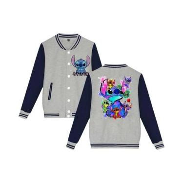 Imagem de Jaqueta De Moletom Unissex Infantil Y2K Disney Stitch Estilo Baseball 