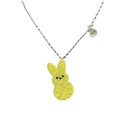 Imagem de Involsionary Colares de coelho fofo Buuny colorido com glitter acrílico Páscoa Amizade Colar para mulheres primavera feriado joia presente, Acrílico, Sem Pedra Preciosa