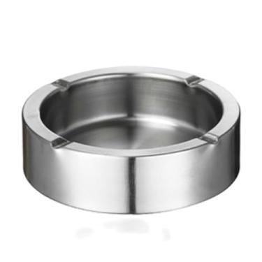 Imagem de Porta-cinzas Cinzeiro de metal aço inoxidável espesso, sala estar doméstica, quarto, cinzeiro, decoração antiga, bar Internet do hotel, cigarro, charuto(Silver,14cm)