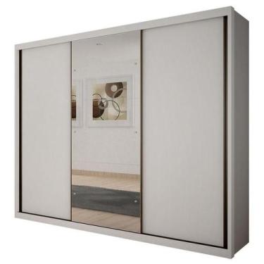 Imagem de Guarda Roupa Casal Palazzo 3 Portas 6 Gavetas Neve com Espelho  Novo H