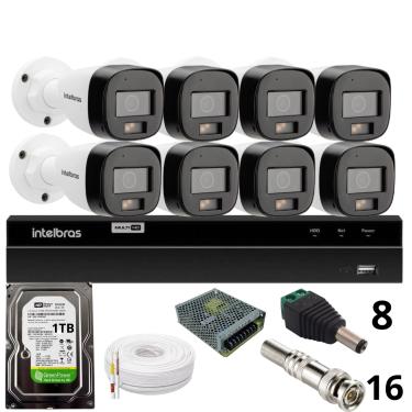 Imagem de Kit 8 Câmeras Intelbras  Bullet 3220b Full Color Com Áudio Dvr Intelbras 1216-c Mhdx Com Acesso Remoto Hd 1tb
