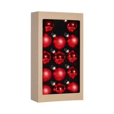 Imagem de Conjunto de bolas de vidro de Natal, tamanho 14 peças, 57 mm, vermelha