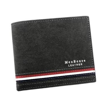 Imagem de Carteira Masculina Slim De Couro PU Com Zíper, Porta Moedas E Cartões,