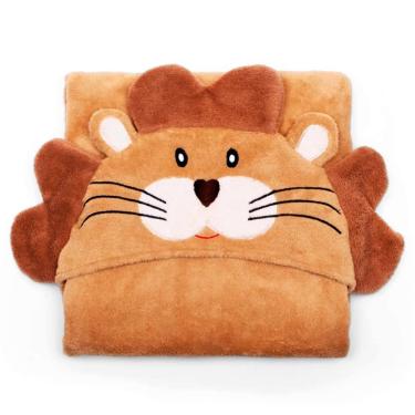 Imagem de Manta Com Capuz Buettner Microfibra Infantil Leao 90cmx90cm Bege Claro