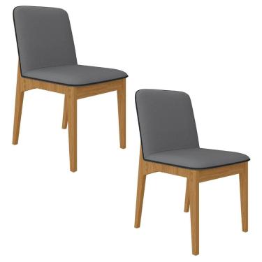 Imagem de Kit 2 Cadeiras Estofadas Windsor Cinamomo/suede Cinza - M.a