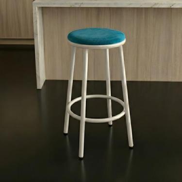 Imagem de Banqueta Para Cozinha Alta Luna Estrutura Branca:Azul Turquesa - Loja 