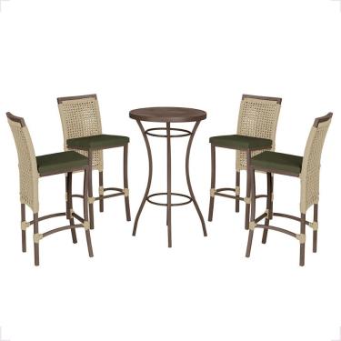 Imagem de Mesa Bistro E 4 Banquetas Roma Marrom Corda Náutica 13 Rami